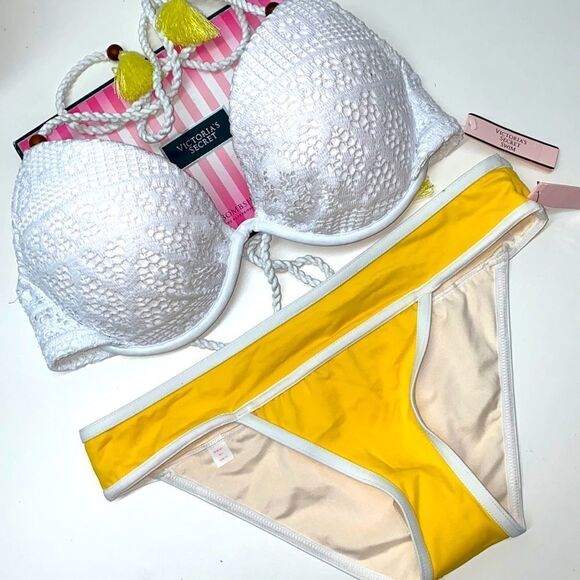 🔥🏖VICTORIA SECRET swimsuit top 34D push-up bottom- small New #7 - Picture 1 of 12
